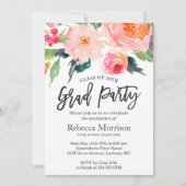 Invitation Aquarelle moderne Floral Graduation Party (Devant)