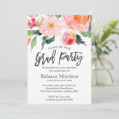 Invitation Aquarelle moderne Floral Graduation Party (Debout devant)