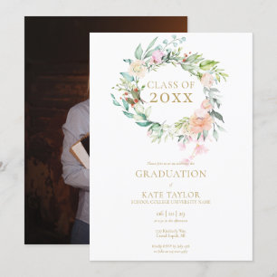 Invitation Aquarelle moderne Floral Graduation Party Photo