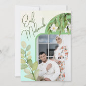 Invitation Aquarelle moderne Floral islamique Aïd Moubarak Ph (Devant)