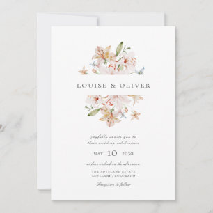Invitation Aquarelle moderne Floral Lys Mariage