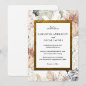 Invitation Aquarelle moderne Floral Orchid Gold Frame (Devant / Derrière)