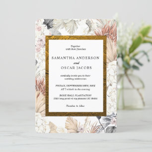 Invitation Aquarelle moderne Floral Orchid Gold Frame