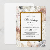 Invitation Aquarelle moderne Floral Orchid Gold Frame (Devant / Derrière)