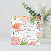 Invitation Aquarelle moderne Floral Rose Fleur sauvage Mariag (Debout devant)