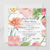 Invitation Aquarelle moderne Floral Rose Fleur sauvage Mariag (Devant)