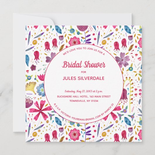 Invitation Aquarelle moderne Floral rose violet (Devant)