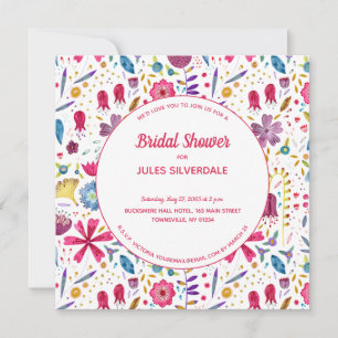 Invitation Aquarelle moderne Floral rose violet