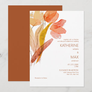 Invitation Aquarelle moderne Floral Terracotta Pas de parents
