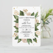 Invitation Aquarelle moderne Floral Vert & Jaune Cadre (Debout devant)