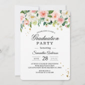 Invitation Aquarelle moderne Floral Wreath Photo Graduation (Dos)