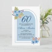 Invitation Aquarelle moderne Flore Bleue N'importe quel âge A (Debout devant)