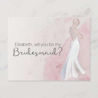 Invitation Aquarelle moderne Gown "Serez-vous ma demoiselle d