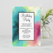 Invitation Aquarelle moderne Green & Red Space Nebula (Debout devant)