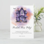 Invitation Aquarelle moderne Haunted House Party Halloween (Debout devant)