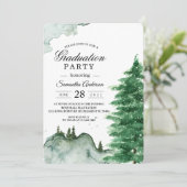 Invitation Aquarelle moderne Hiver Nature Arbres verts Invita (Debout devant)