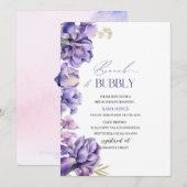Invitation Aquarelle moderne Iris Lilac Fête des mariées Brun (Devant / Derrière)