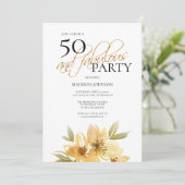 Invitation Aquarelle moderne Jaune 50 et Fabuleux anniversair (Debout devant)