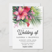 Invitation Aquarelle moderne Mariage botanique tropical (Devant)