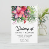 Invitation Aquarelle moderne Mariage botanique tropical (Debout devant)