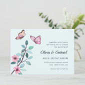 Invitation Aquarelle moderne. Mariage de jardin florissant (Debout devant)