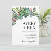 Invitation Aquarelle moderne Mariage de verdure succulent (Debout devant)