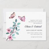 Invitation Aquarelle moderne. Mariage romantique dans le jard (Devant)