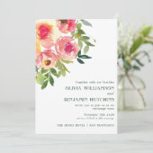 Invitation Aquarelle moderne Mariage rose rouge (Debout devant)