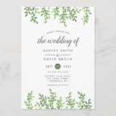 Invitation Aquarelle moderne Mariage vert (Devant)
