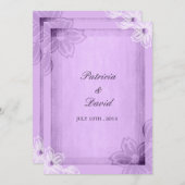 Invitation Aquarelle moderne Mariage violet floral (Devant / Derrière)