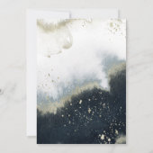 Invitation Aquarelle moderne Marine Bleu & Or Mariage (Dos)