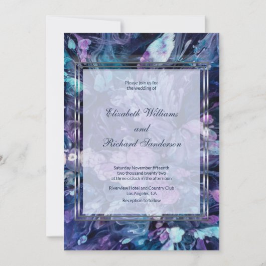 Invitation Aquarelle moderne Mauve Turquoise Floral Mariage (Devant)