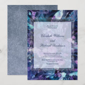 Invitation Aquarelle moderne Mauve Turquoise Floral Mariage (Devant / Derrière)