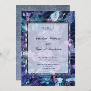 Invitation Aquarelle moderne Mauve Turquoise Floral Mariage
