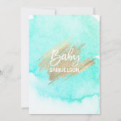 Invitation Aquarelle moderne Mint Vert Or Oh Baby shower (Dos)