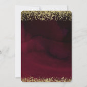 Invitation Aquarelle moderne Moody Maroon & Gold Mariage (Dos)