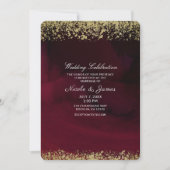 Invitation Aquarelle moderne Moody Maroon & Gold Mariage (Devant)