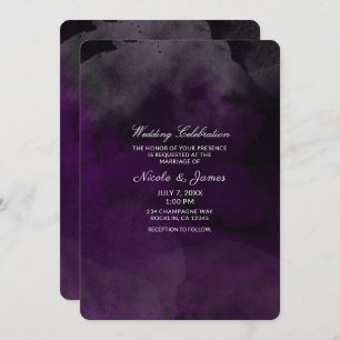 Invitation Aquarelle moderne Moody Plum Purple Chic Mariage