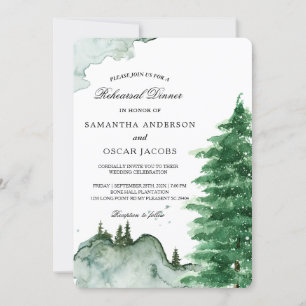 Invitation Aquarelle moderne Nature d'hiver Arbres verts Invi