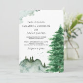 Invitation Aquarelle moderne Nature d'hiver Arbres verts Invi (Debout devant)
