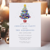 Invitation Aquarelle moderne Noël Arbre fête