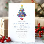 Invitation Aquarelle moderne Noël Arbre fête