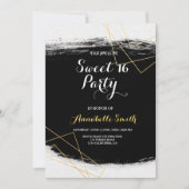 Invitation Aquarelle moderne noir et or Douceur géométrique 1 (Devant)