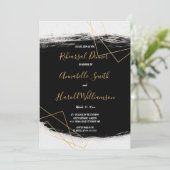 Invitation Aquarelle moderne noir & or G Dîner de répétition (Debout devant)