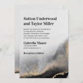 Invitation Aquarelle moderne noire et or (Devant / Derrière)