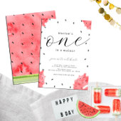Invitation Aquarelle moderne ONE dans une pastèque rouge melo
