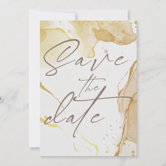 Invitation Aquarelle moderne Or enregistrer la date Invitatio (Devant)