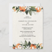 Invitation Aquarelle moderne Orange & Beauté Feuille (Devant)