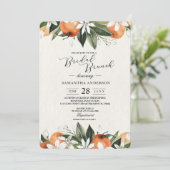 Invitation Aquarelle moderne Orange & Beauté Feuille (Debout devant)