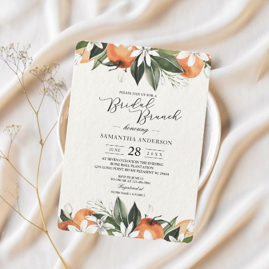 Invitation Aquarelle moderne Orange & Beauté Feuille